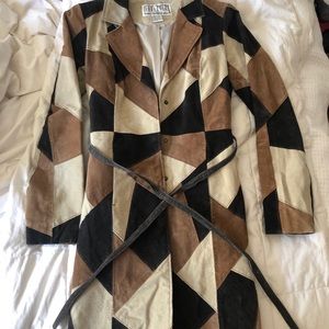 REAL suede brown & black leather patchwork jacket